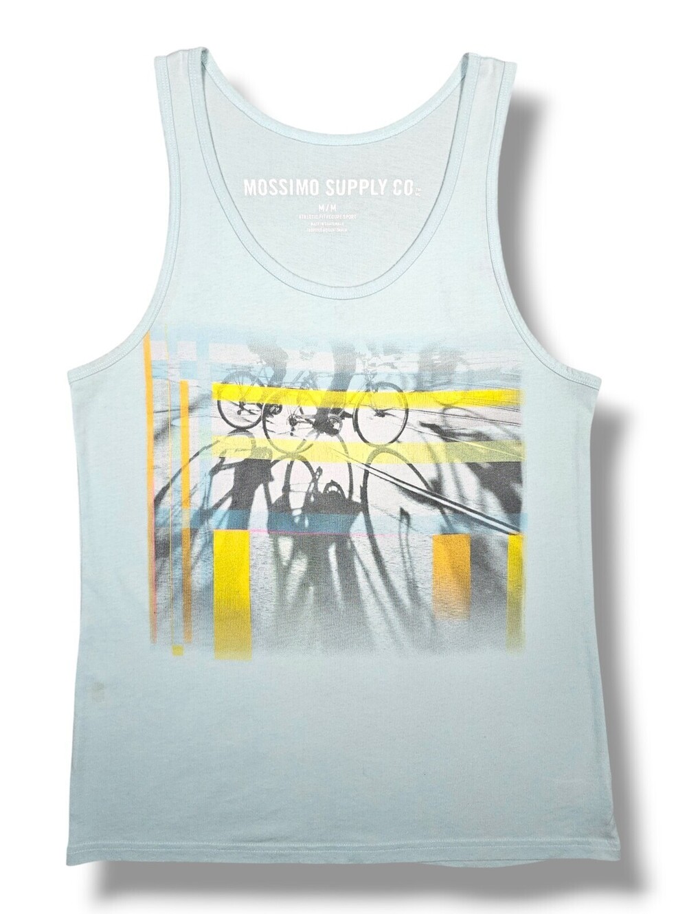 Light Blue Bicycle Graphic Tank Top Casual Beach Retro Summer Surfer Y2K Medium